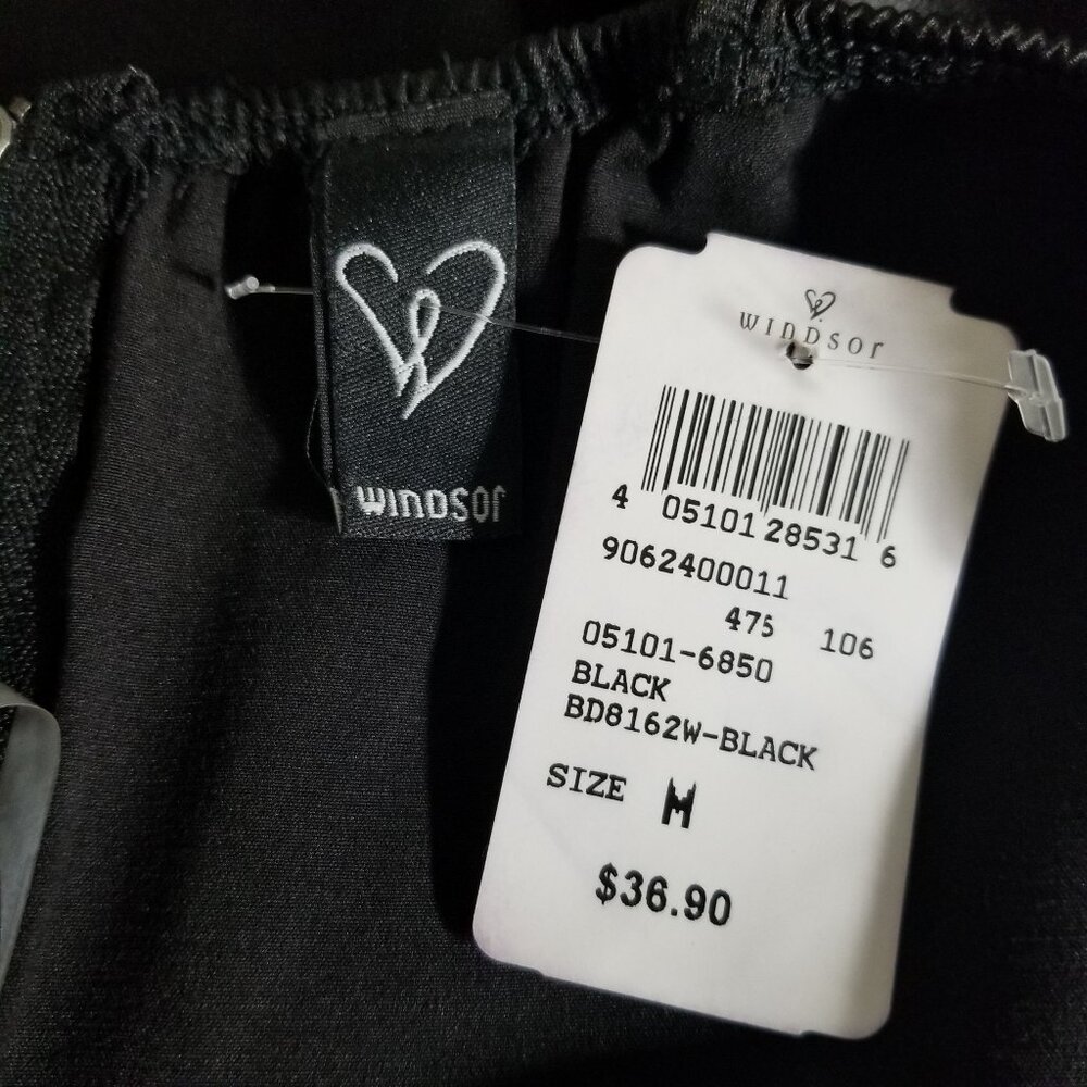 Nwt Windsor Black Satin Dress M Womens Spaghetti Strap Short Fit + Flare Swing - Picture 6 of 7